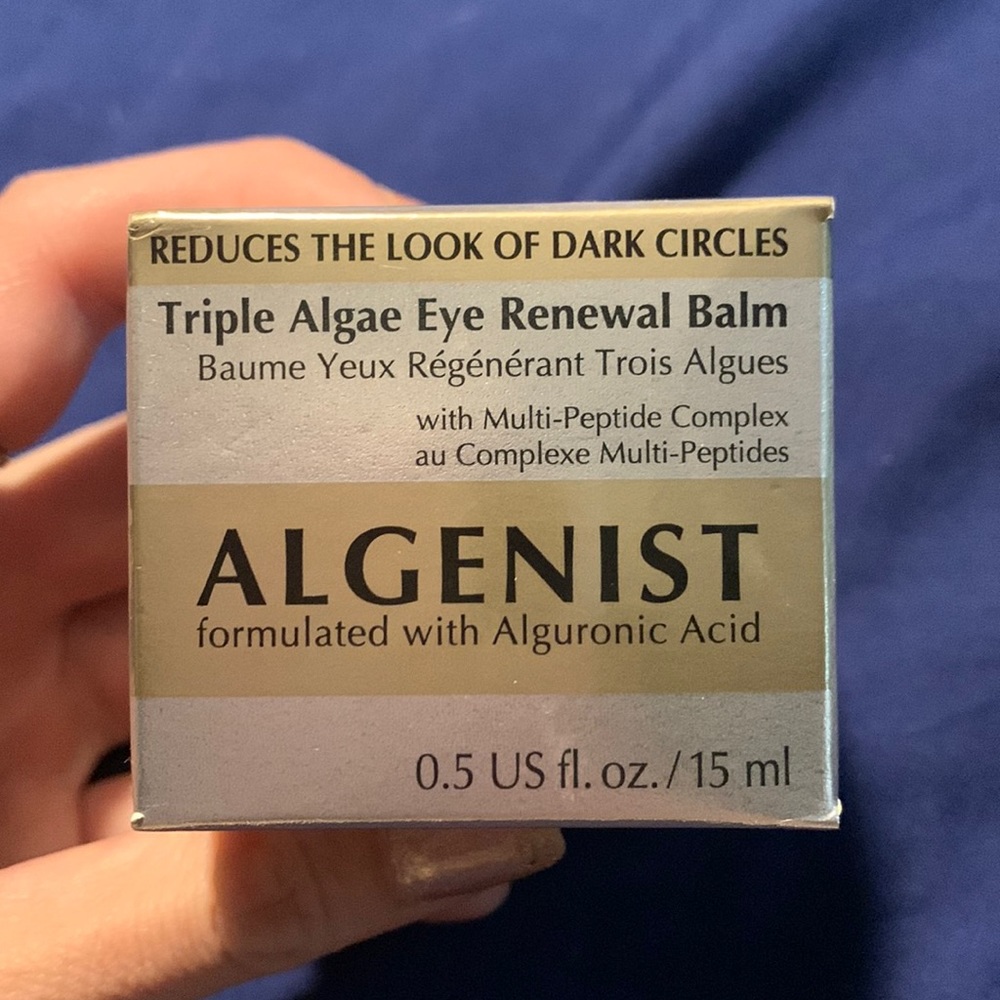 Algenist, alronic acid triple Algae Eye renewal bomb with multi-peptide complex.